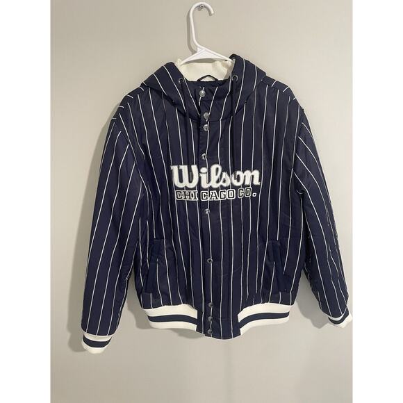 Wilson Chicago Co. Puffer Varsity Pinstripes Jacket Prototype 1/1 Men’s Size L - Picture 1 of 14